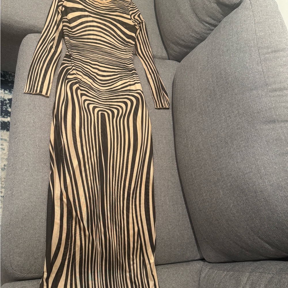 Elegant Print Long Sleeve Dress